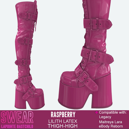 Latex Boots Lilith RASPBERRY