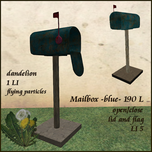 Mail box with open/close lid and dandelion