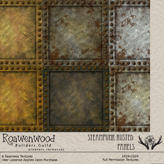 Second Life Marketplace - RBG Textures - Steampunk Rusted Panels from ...