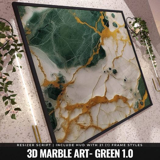 [YAN] Modern square frame - green 3d marble 1.0