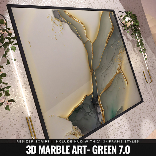 [YAN] Modern square frame - green 3d marble 7.0