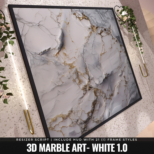 [YAN] Modern square frame - white 3d marble 1.0