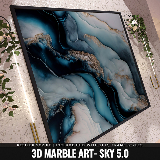 [YAN] Modern square frame - sky 3d marble 5.0