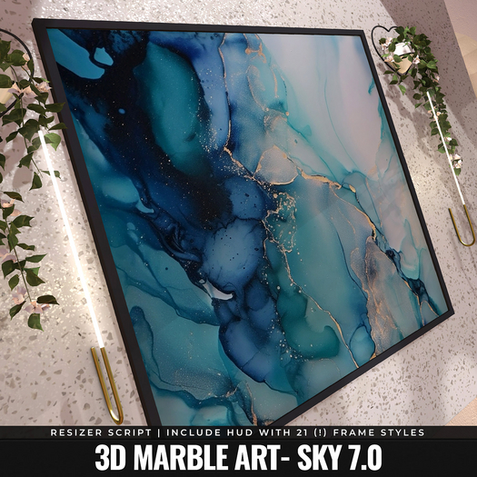 [YAN] Modern square frame - sky 3d marble 7.0