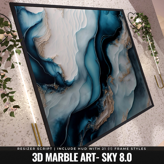 [YAN] Modern square frame - sky 3d marble 8.0