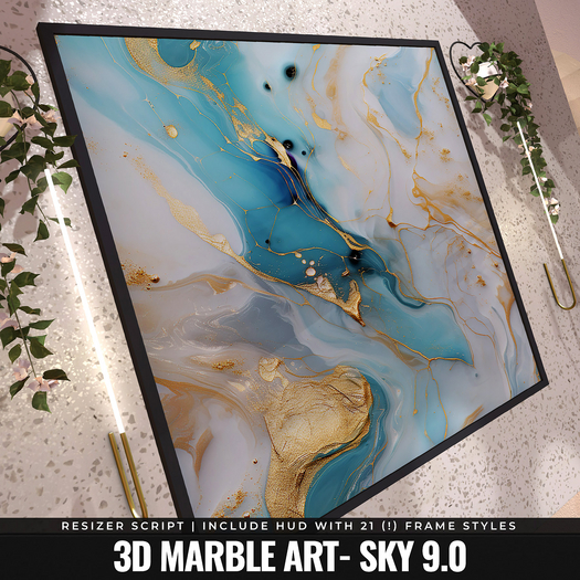 [YAN] Modern square frame - sky 3d marble 9.0