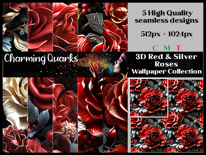 CQ Textures - Wallpaper Collection - 3D R&S Roses 