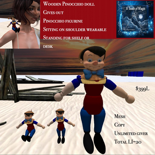 Wooden Pinocchio Doll gives Pinocchio figurines -Box LI=20