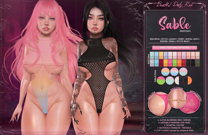 *B.D.R.* Sable -Bodysuit- (Fishnet)