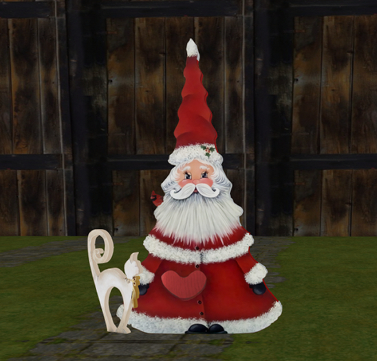 21 santa with cardinal bird and cat
