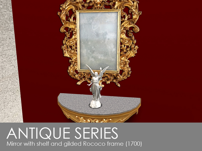 Mirror with shelf and gilded Rococo frame (1700)