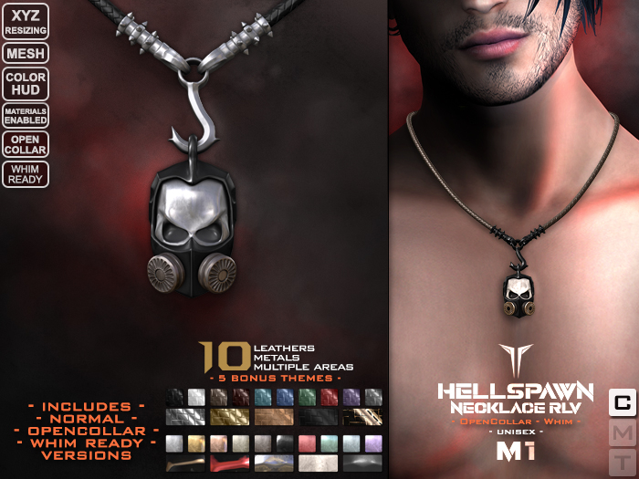 **RE** Hellspawn Necklace M1 RLV - UNISEX - OpenCollar - Whim Ready