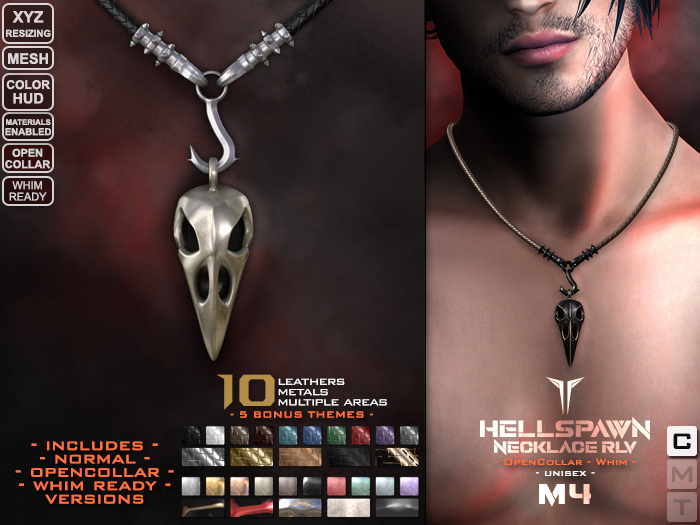 **RE** Hellspawn Necklace M4 RLV - UNISEX - OpenCollar - Whim Ready