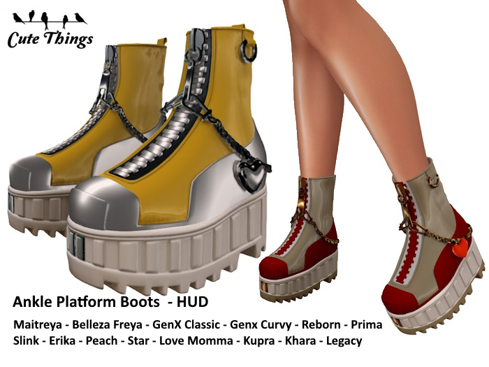 [CT]Ankle Platform Boots  Maitreya, GenX, Kupra, Khara, Erika, Star, Peach, Slink, Reborn, Prima, Freya,Love Mom, Legacy