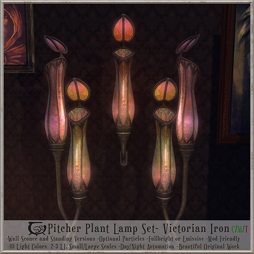 Pitcher Plant Lamp Set- Victorian Iron