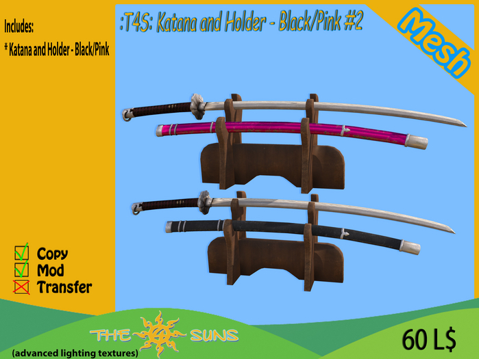 :T4S: Katana and Holder - Black/Pink #2