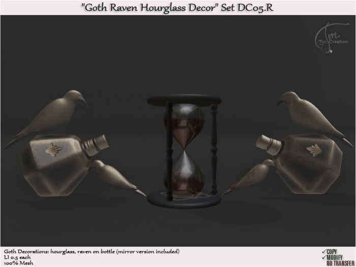 Goth Raven Hourglass Decor Set DC05 .R