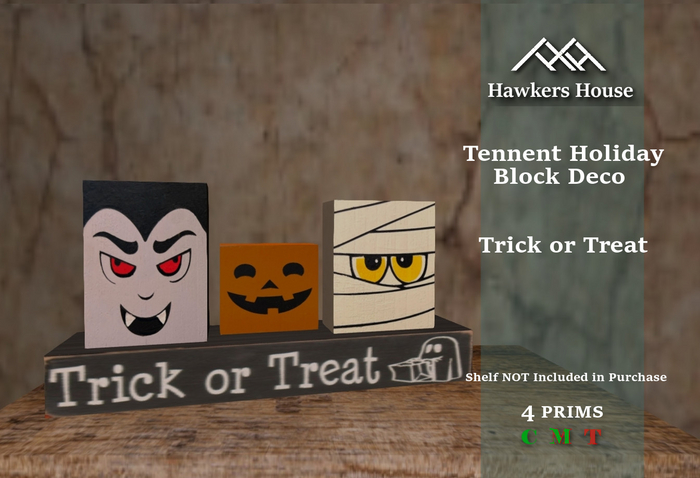 *HH* Tennent Holiday Block Decor Trick or Treat