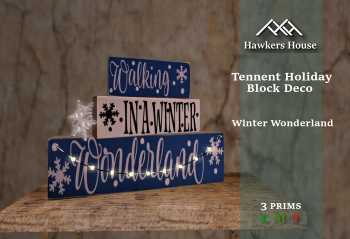 *HH* Tennent Holiday Block Decor Winter Wonderland
