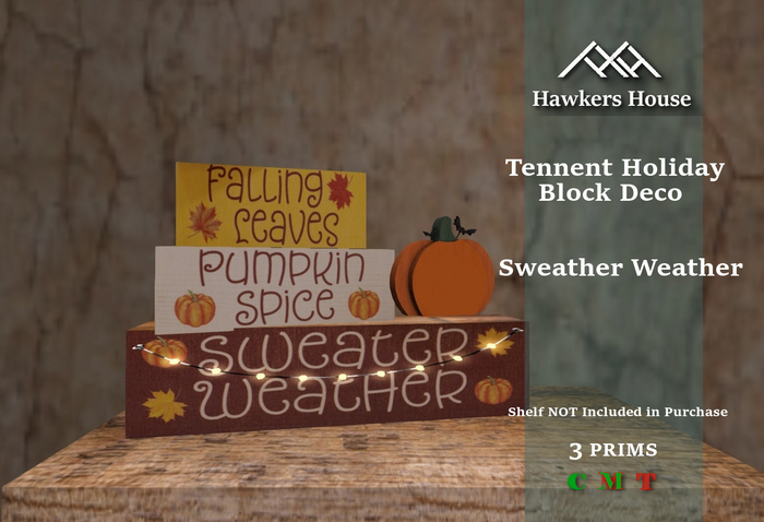 *HH* Tennent Holiday Block Decor Sweather Weather