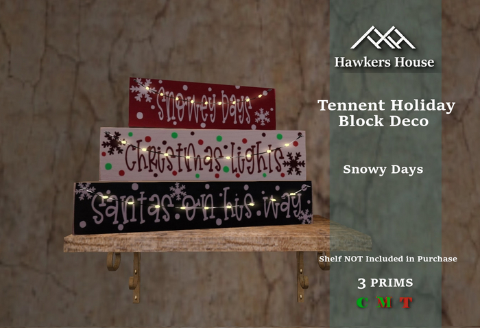 *HH* Tennent Holiday Block Decor Snow Time