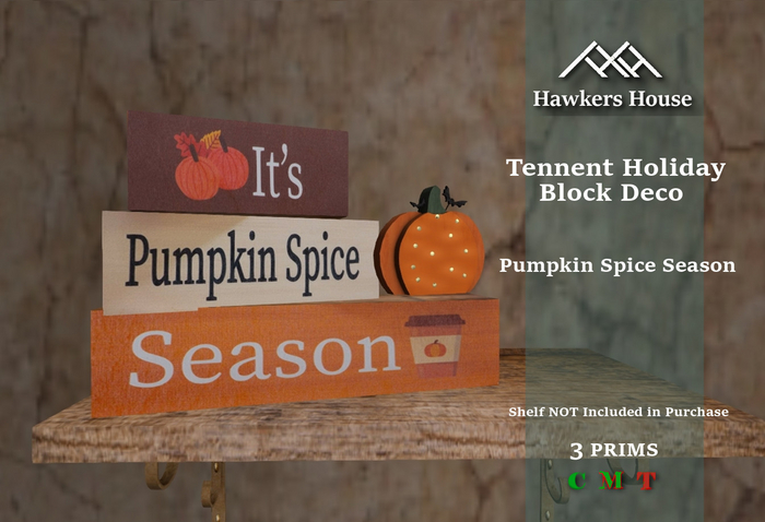 *HH* Tennent Holiday Block Decor Pumpkin Spice Season