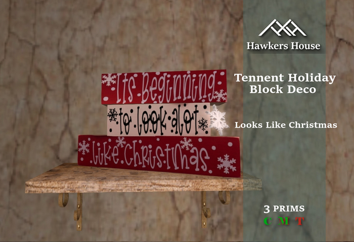 *HH* Tennent Holiday Block Decor Looks Like Christmas