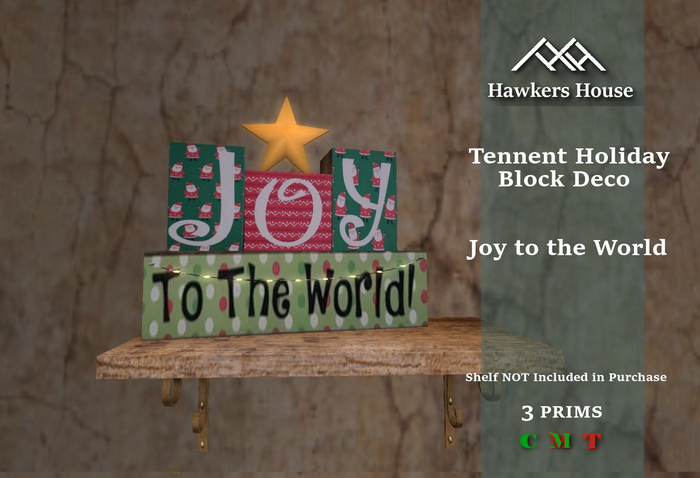 *HH* Tennent Holiday Block Decor Joy to the World
