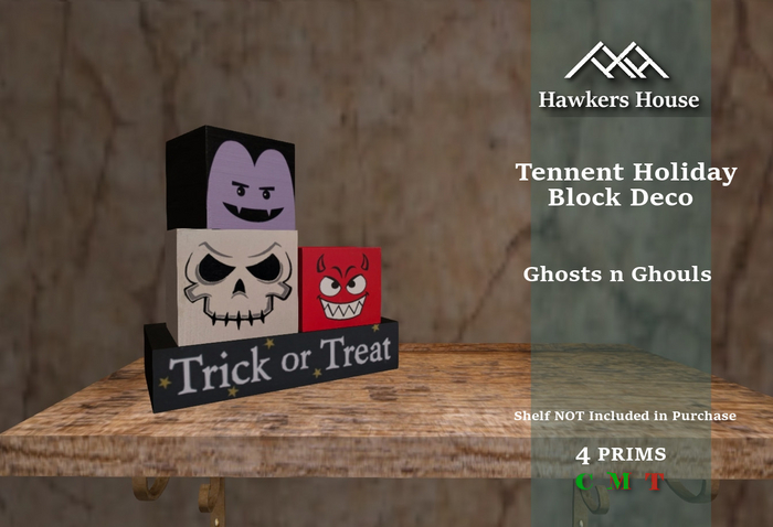 *HH* Tennent Holiday Block Decor Ghosts n Ghouls
