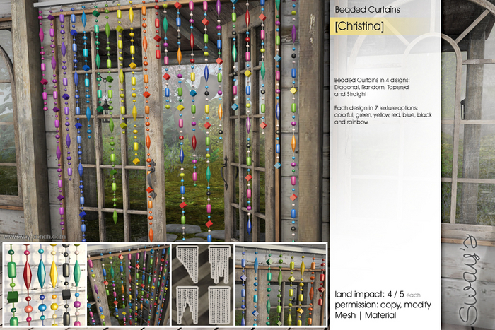 Sway's [Christina] Beaded Curtain . Random . rainbow RARE