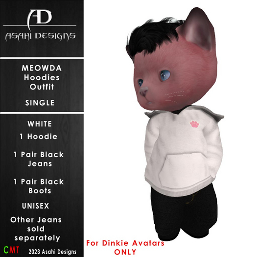 Meowda Hoodie OutFit - White