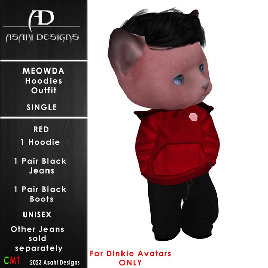 Meowda Hoodie OutFit - Red