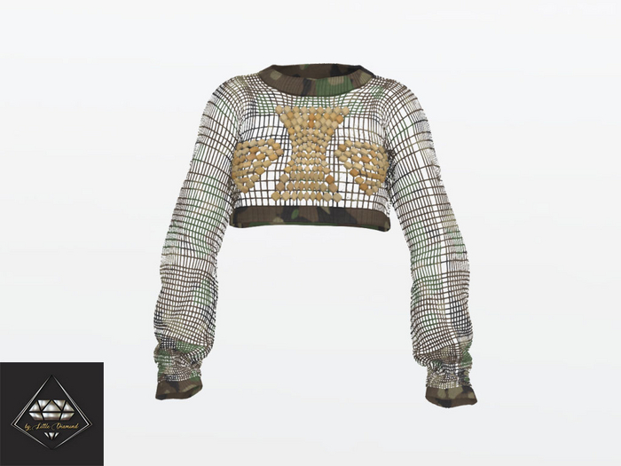 -LD- Siana Top Fishnet Military
