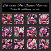*Wallflowers* Abstract Art Nouveau Fuchsias