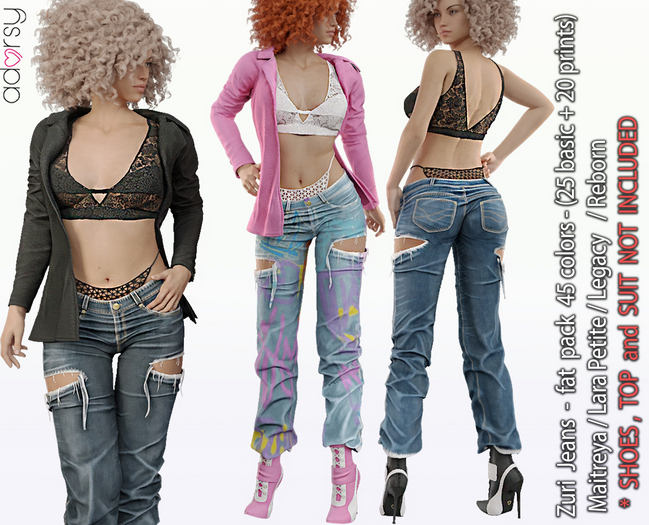 adorsy - Zuri Denim Pants Fatpack - Maitreya/Legacy/Lara Petite/Reborn-Juicy