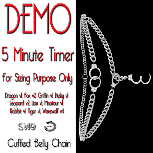 Second Life Marketplace - DEMO SWO Cuffed Belly Chain for Jomo Avatar ...