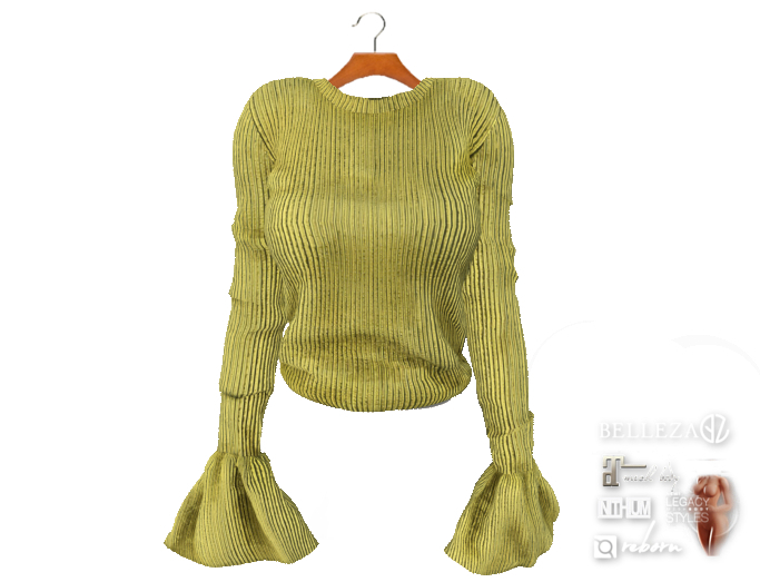 {amiable}Mesh Flared Sleeve Knit Top01