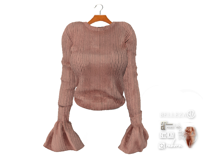 {amiable}Mesh Flared Sleeve Knit Top05