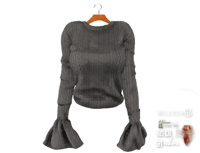 {amiable}Mesh Flared Sleeve Knit Top06