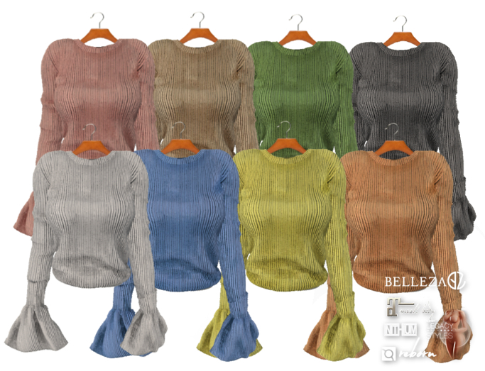 {amiable}Mesh Flared Sleeve Knit Top(FAT PACK)