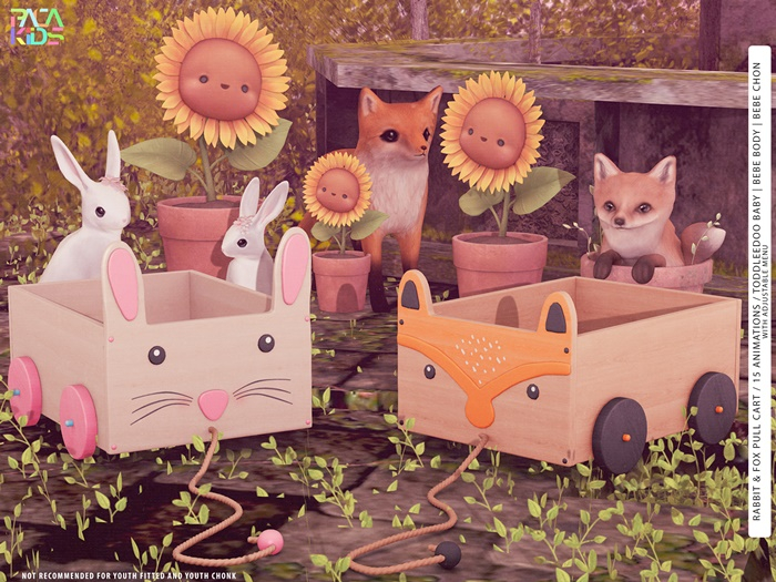Pacagaia Kids - Rabbit & Fox Pull Cart -ADD-