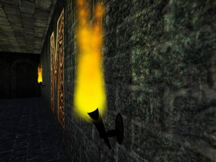 Black Wall Torch/Antorcha - with fire and light -
