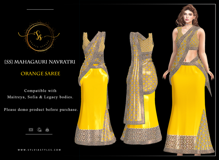 Mahagauri Navratri Orange Saree