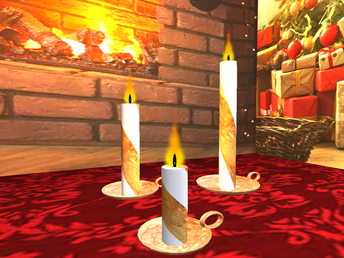Festive candle/vela in two colors x3 -White/Gold-