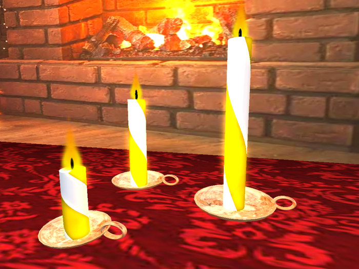 Festive candle in two colors x3 -White/Yellow-