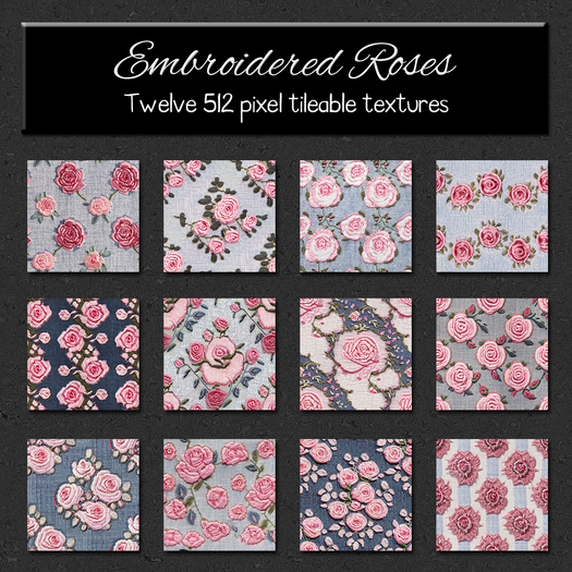 *Wallflowers* Embroidered Roses on Chambray & Denim
