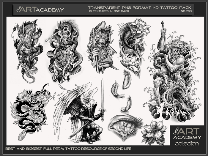 Tattoo Texture Map Second Life Marketplace - @PAA - Tattoo Texture Pack 203