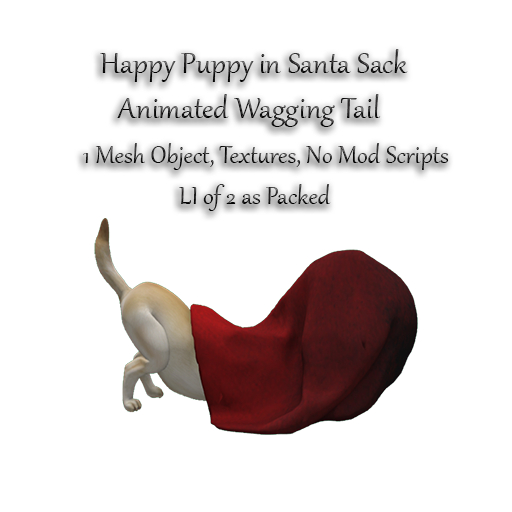 Bad Katz Christmas Happy Puppy in Santa Sack Animated full perm mesh
