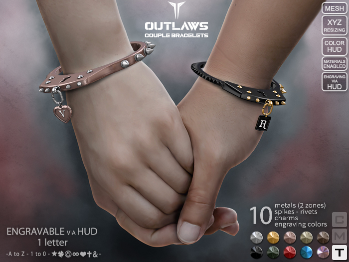 **RE** Outlaws Couple Bracelets - Engraving - Transferable