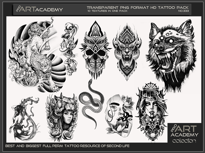 Tattoo Texture Map Second Life Marketplace - @PAA - Tattoo Texture Pack 333